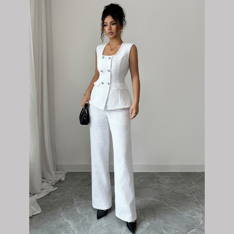 Square Neck Tank Top And Long Pants Suit