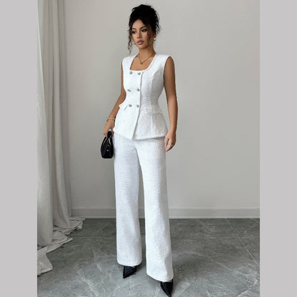 Square Neck Tank Top And Long Pants Suit