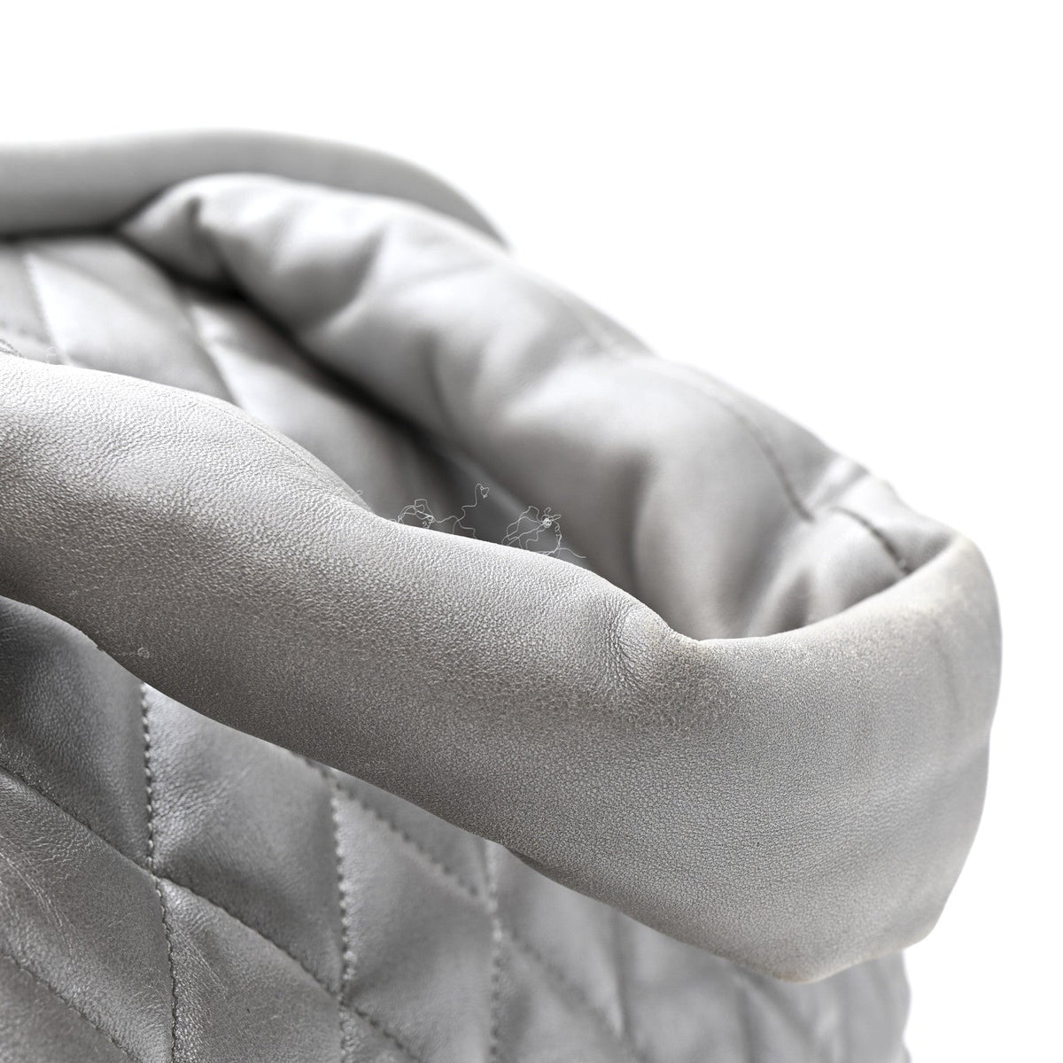 Metallic Lambskin Quilted Coco Cocoon Bowler Silver