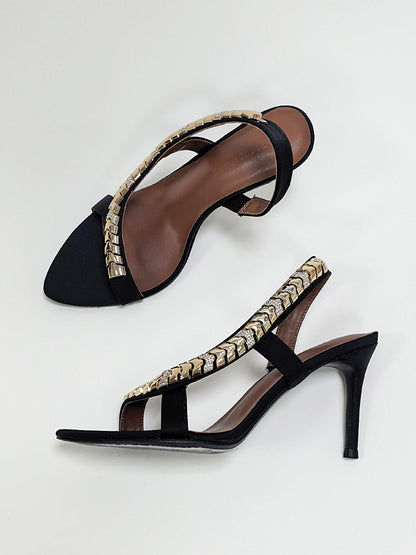 Eloise Rhinestone Side Cutout High-Heeled Sandals