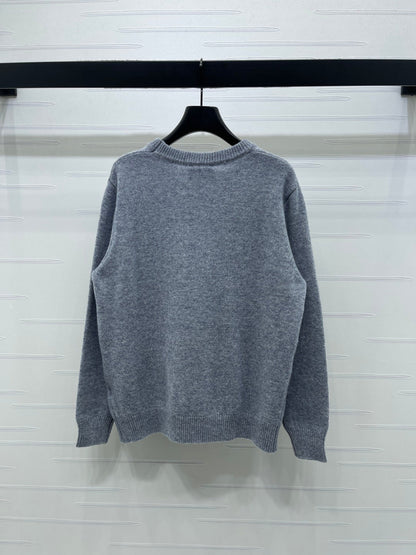 Chanel Floral Patterns Gray Sweater Embroidered 340998