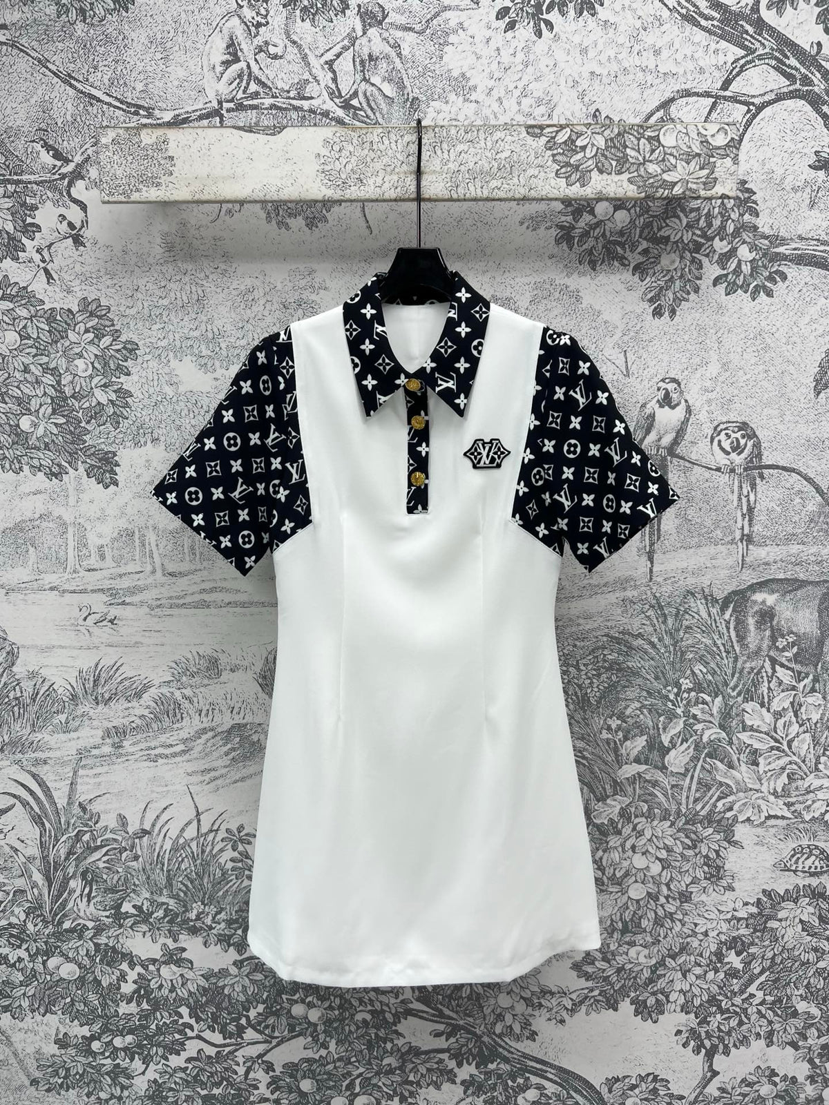 LV Classic L's Money Letter Print White Black Polyester