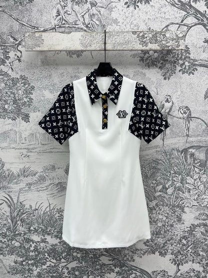 LV Classic L's Money Letter Print White Black Polyester