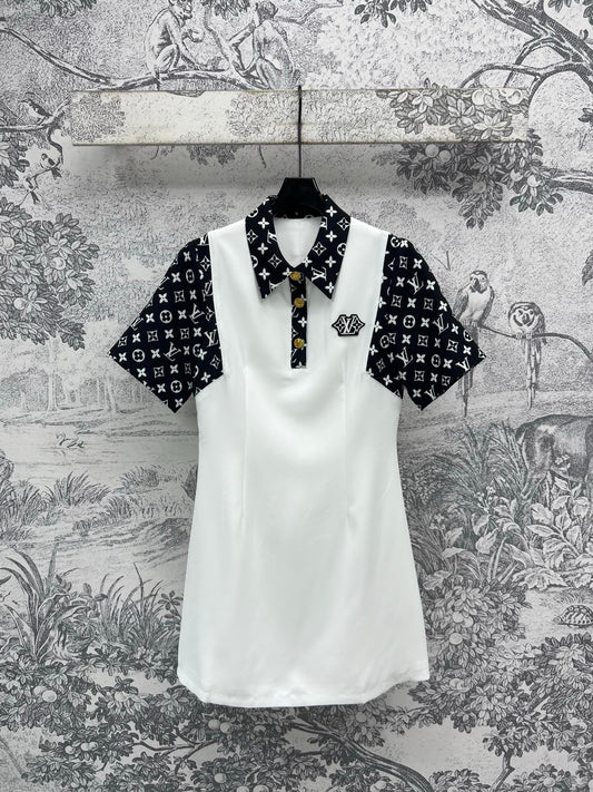 LV Classic L's Money Letter Print White Black Polyester