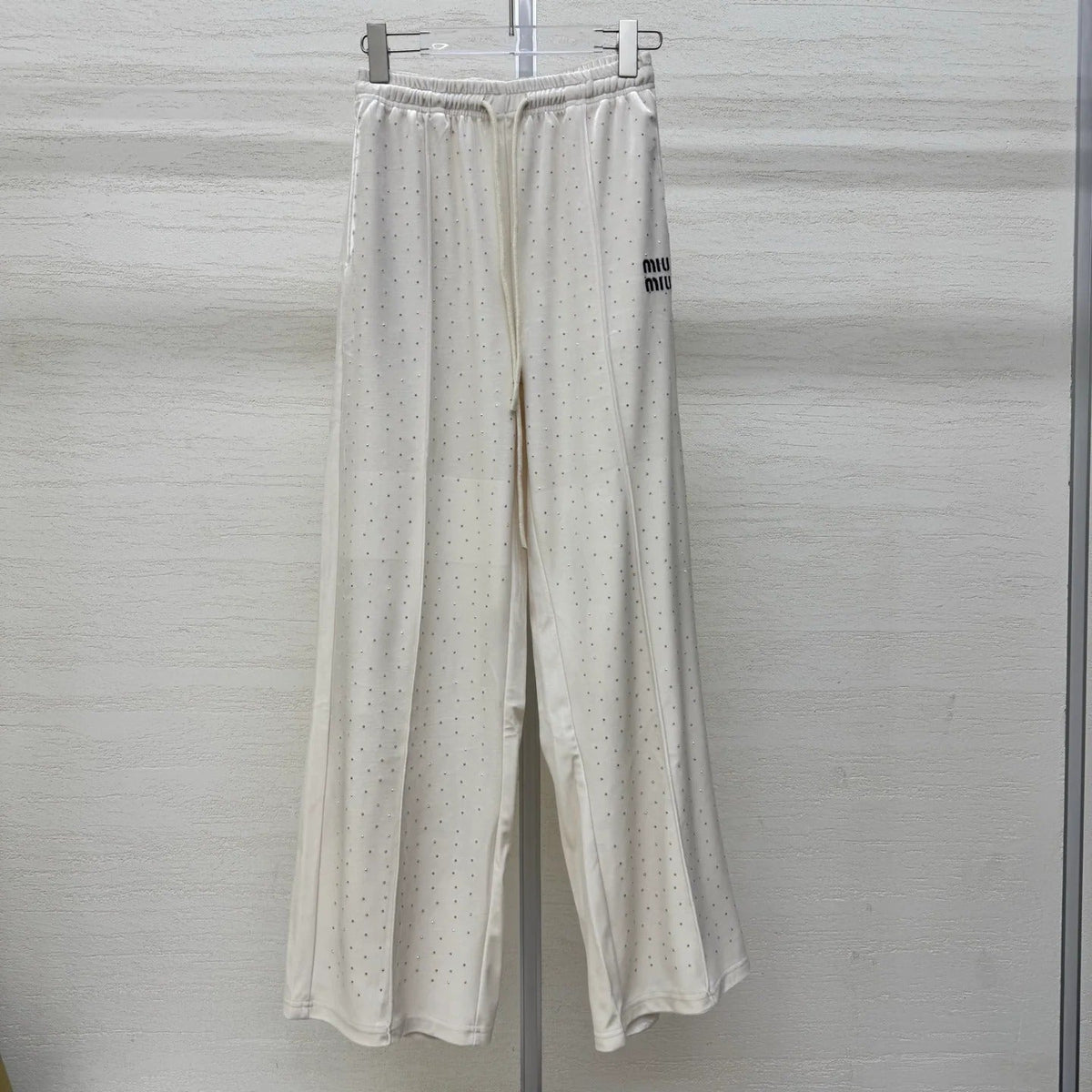 Miumiu 2026 Pants with Rhinestone Embroidery Silk Viscose 356809