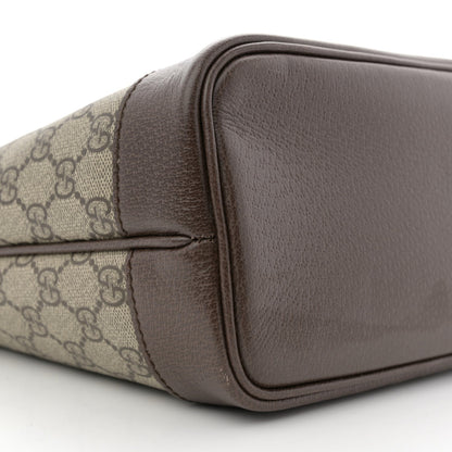 GG Supreme Monogram Textured Calfskin Small Ophidia Shoulder Tote Bag Beige Ebony New Acero