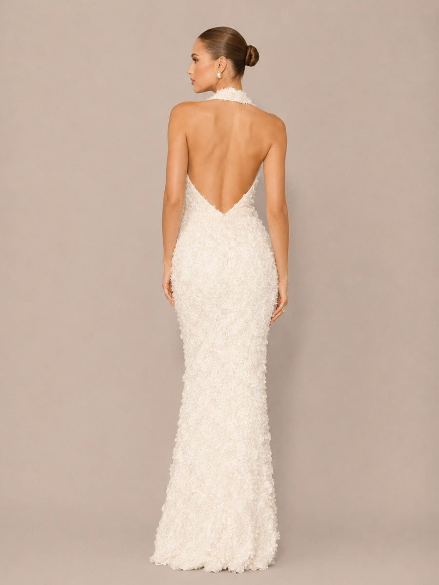 Carina Floral Halter-Neck Mermaid Maxi Dress