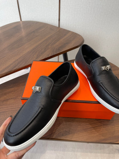 HM Jour Loafers Black Calfskin 579007