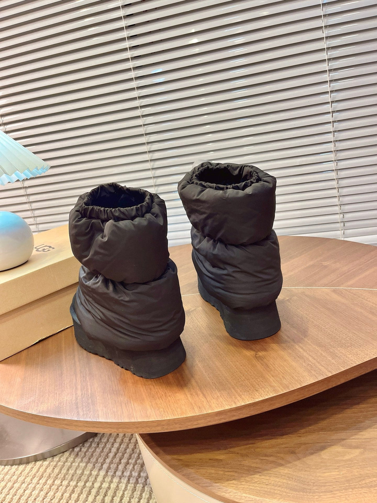 UGG Classic Mini Dipper Puffer Boots Black Suede Technical Fabric