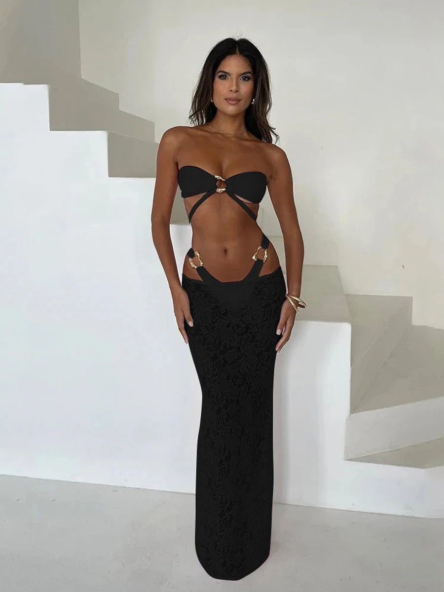 Xandra Lace Bikini Three-Piece Set