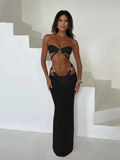 Xandra Lace Bikini Three-Piece Set