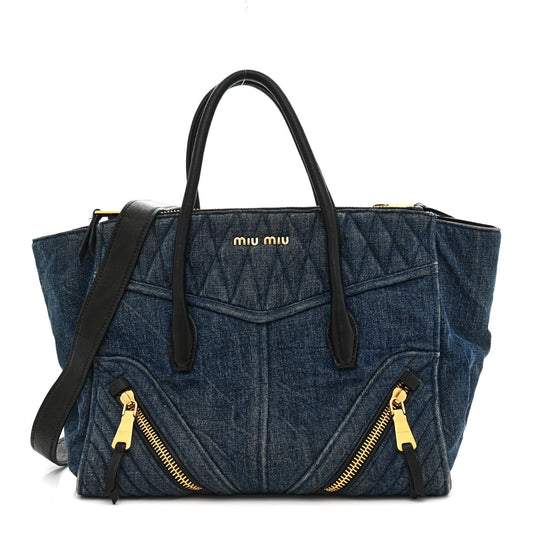 Denim Matelasse Biker Tote Avio