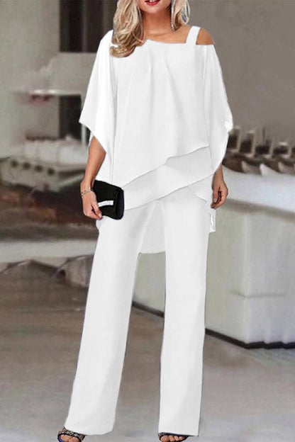 Irregular bat sleeve jumpsuit two-piece suit
