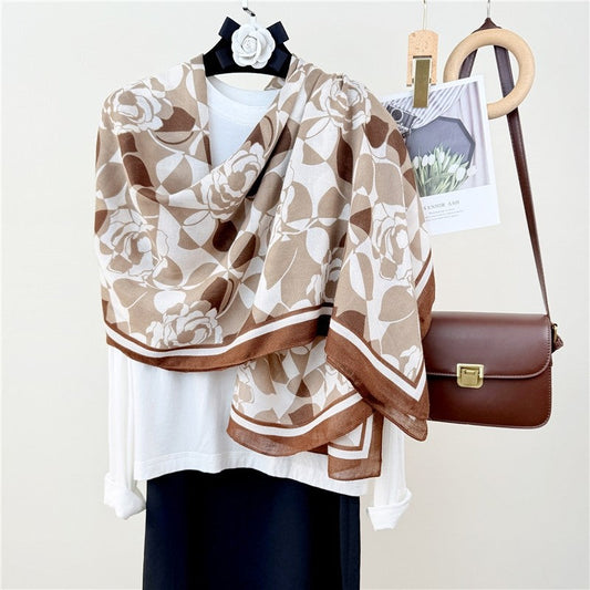 Thin Printed Long Silk Scarf
