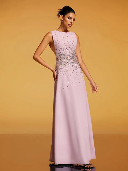 Sienna Sleeveless Rhinestone Maxi Dress
