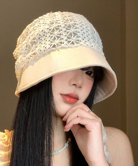 Korean Version Summer Beige Thin Hollow Breathable Boonie Hat