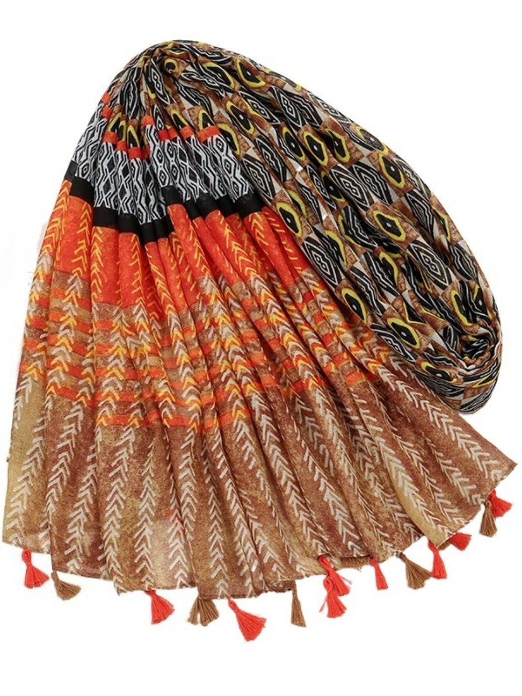 Scarvii - Retro Printed Fringed Scarf Shawl