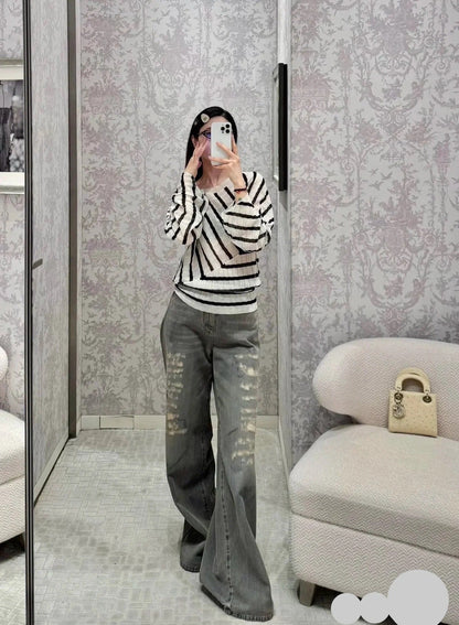 DIOR 25S RIPPED WIDE-LEG PANTS 706