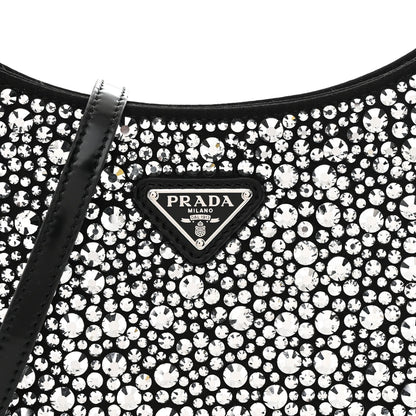 Satin Crystal Cleo Adjustable Strap Shoulder Bag Metal
