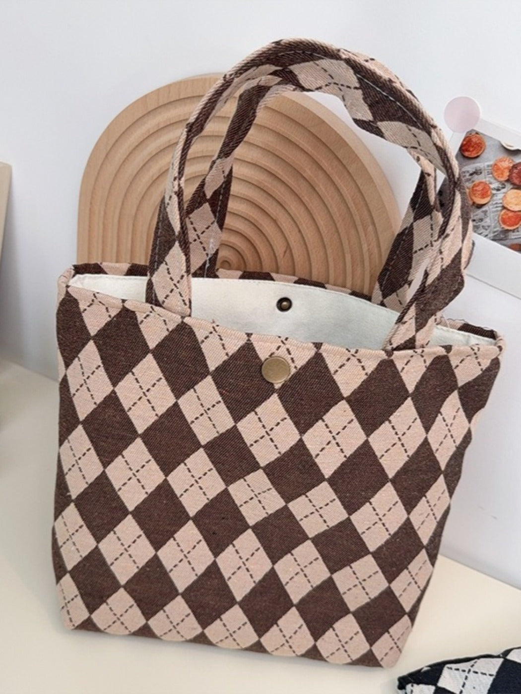 Cosbai - Tote Handbag with Plaid Patterns- Classic &amp; Casual