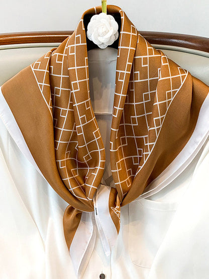 Original Geometry Printed Hair Band&Silk Scarf