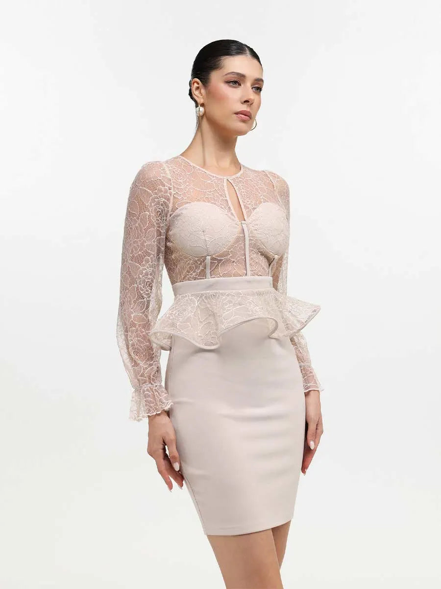 Sienna Lace Bandage Midi Dress
