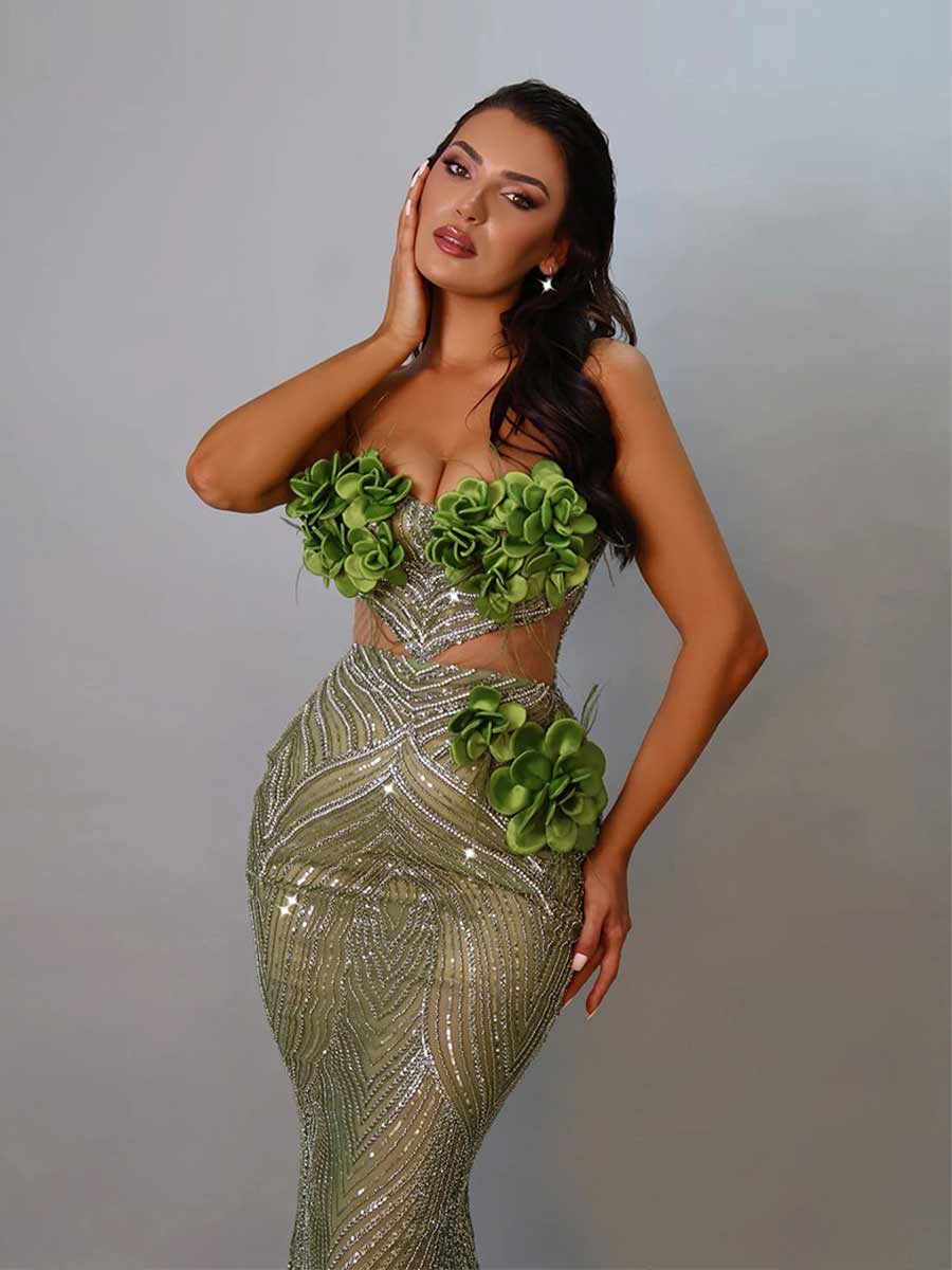 Calliope Floral Sequined Maxi Dress