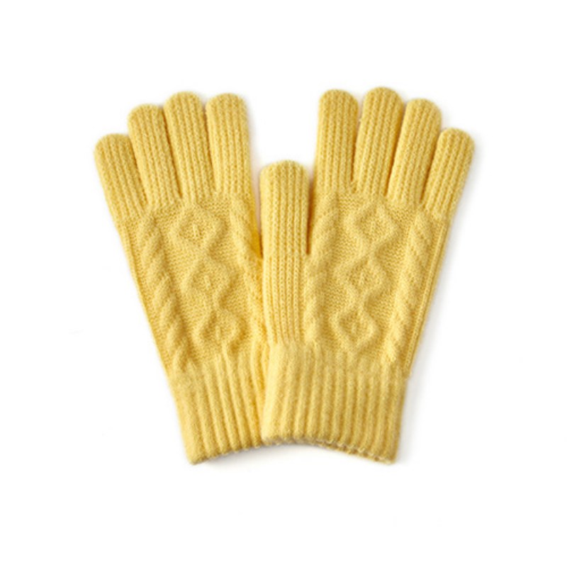 Candy Color Simple Twist Knit Gloves