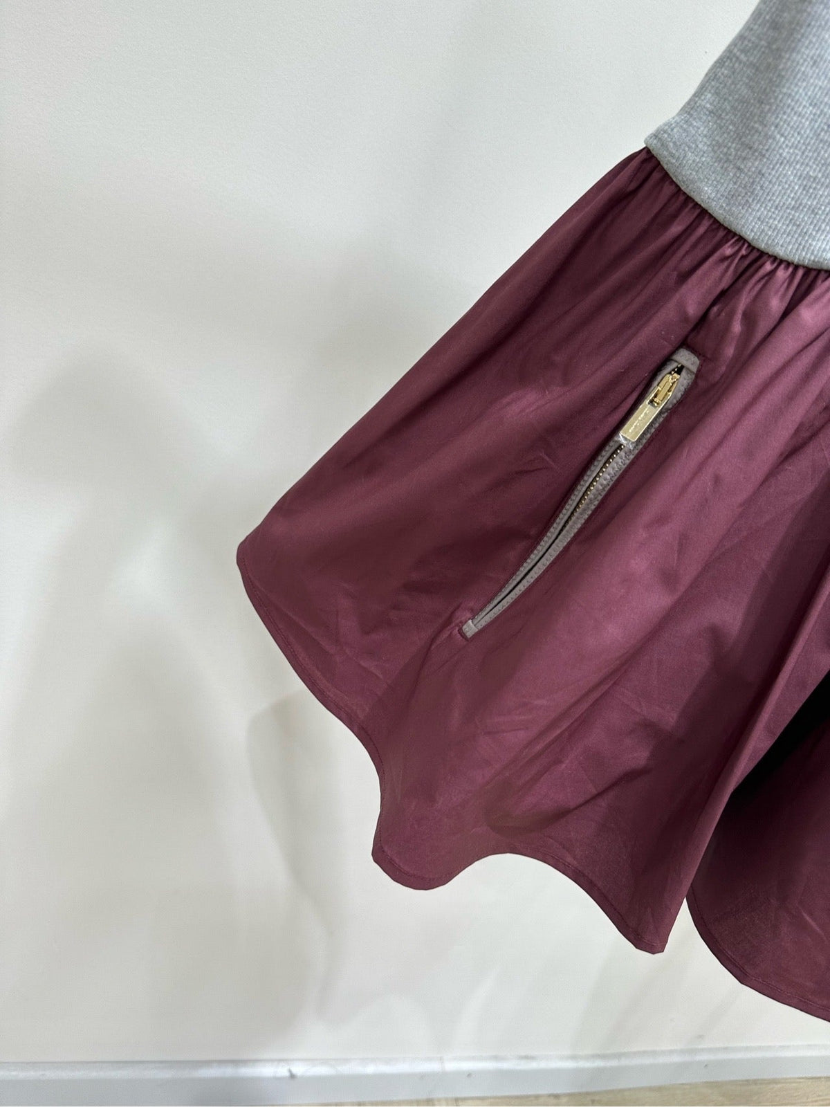 Miu Strapless dress Burgundy Gray Cotton Polyester 349736