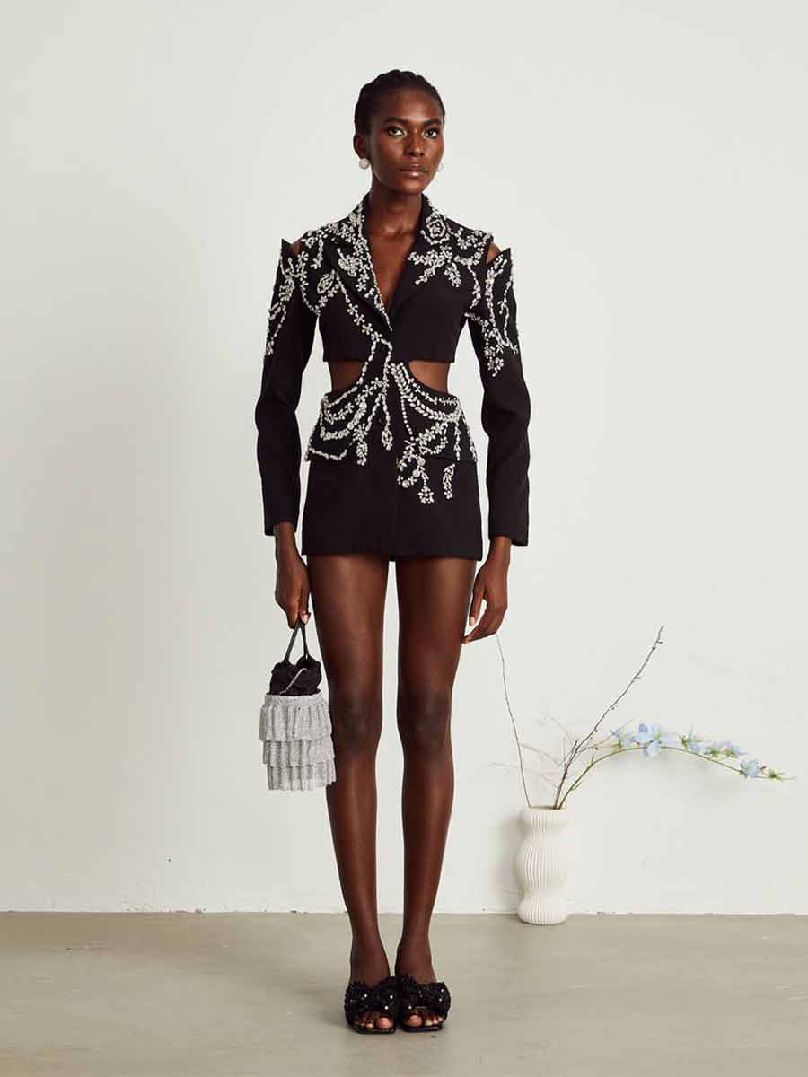 Cassandra Crystal-embellished Cut-out Blazer