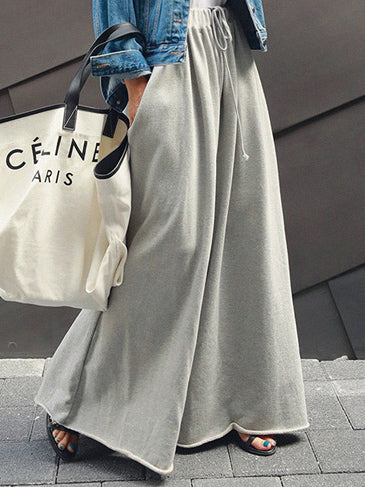 Loose Wide Leg Solid Color Casual Pants Bottoms Pants
