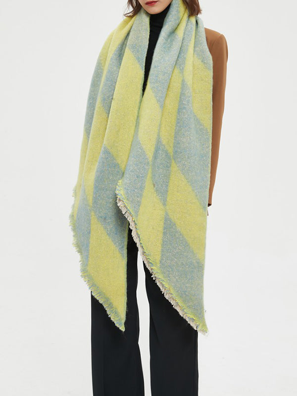 Fringed Keep Warm Plaid Shawl&Scarf