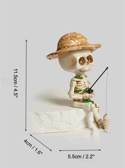Halloween Skull Fishing Desktop Decoration - Spooky &amp; Fun