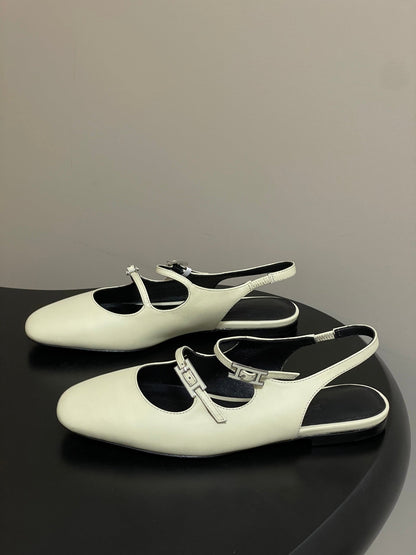 Hermes 26S Mila Open-Heel Sandals White in Calfskin 594348