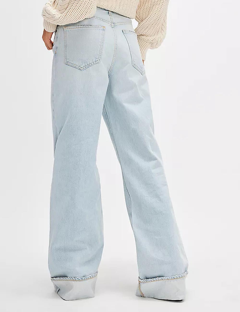 Casual Washed High Waisted Straight Leg Jeans