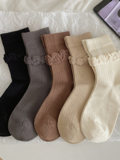 Rufia - Padded Lace-embroidered Mid-calf Socks
