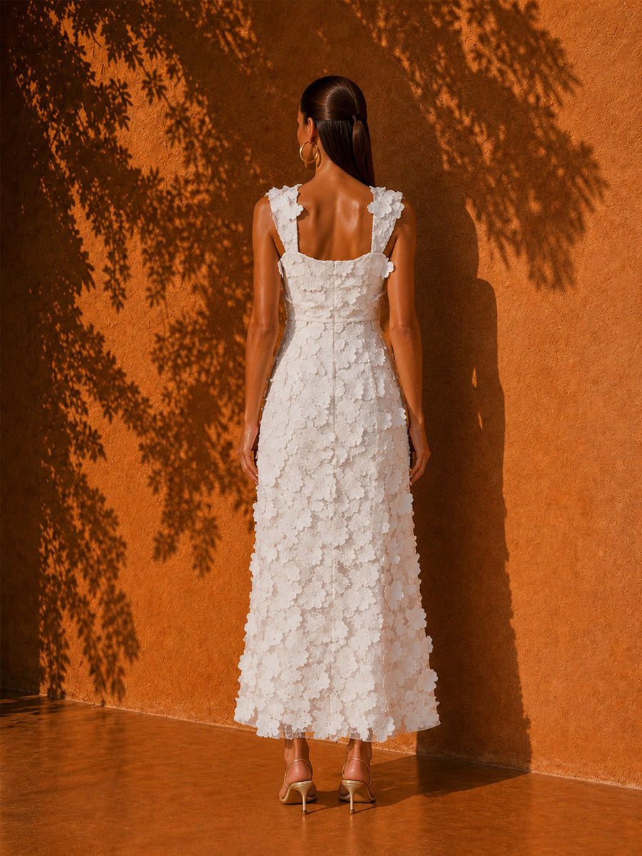Aubrey Embroidered Butterfly Sleeveless Midi Dress
