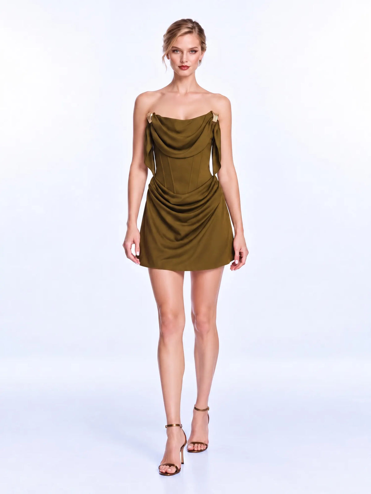 Nayeli Draped Off-Shoulder Corset Mini Dress