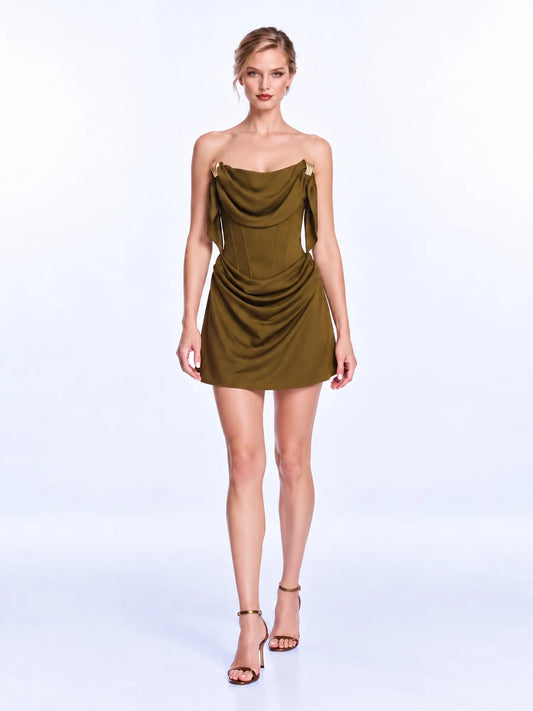 Nayeli Draped Off-Shoulder Corset Mini Dress