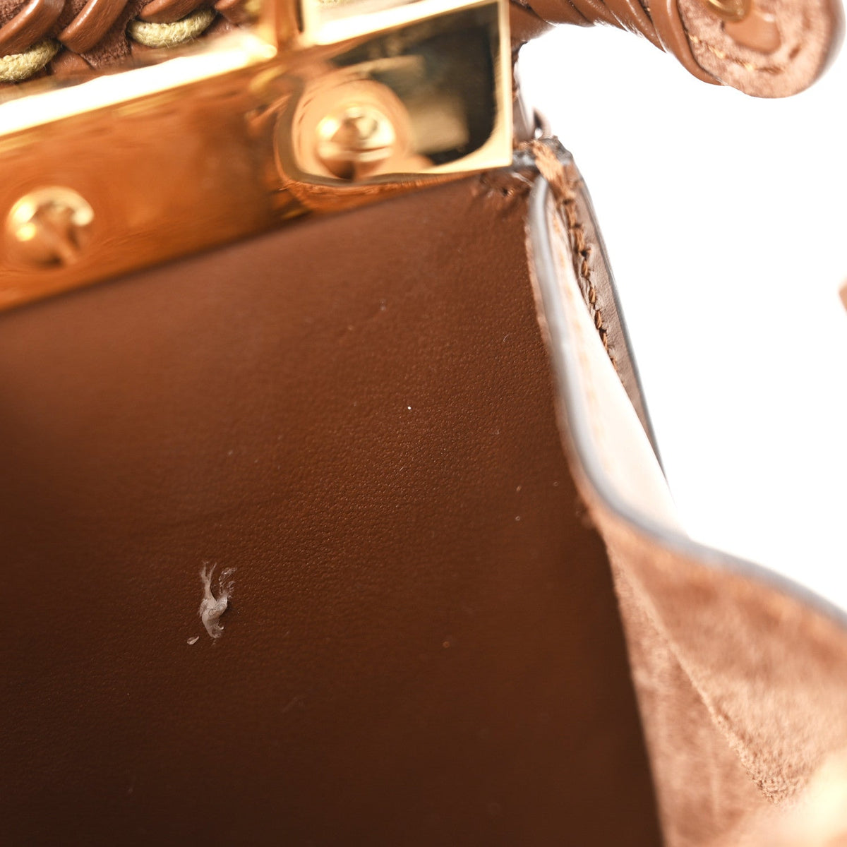 Vitello King Shiny Nappa Intreccio Petite Peekaboo I SEE U Satchel Gianduia