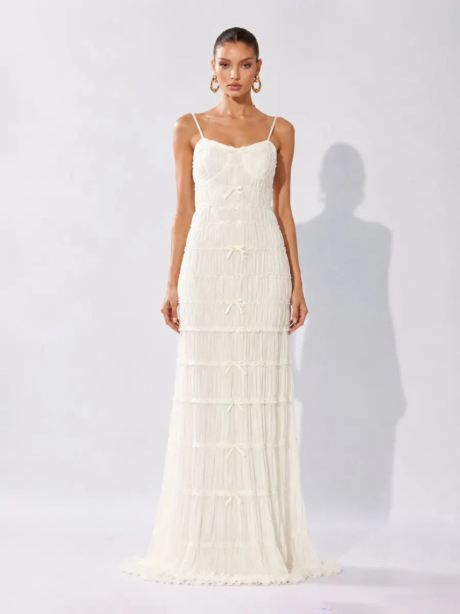 Alaina Ruched Bow-Detail Camisole Maxi Dress