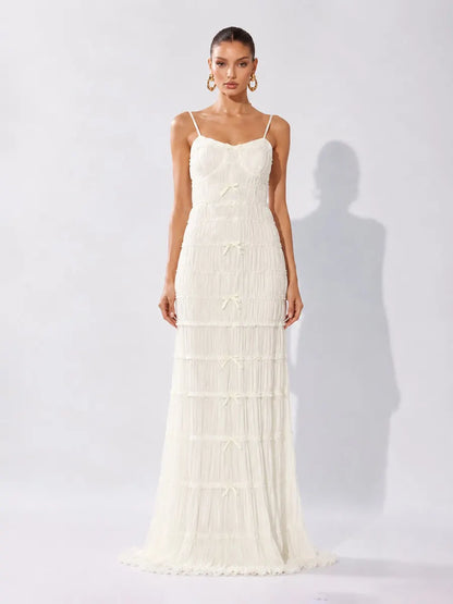 Alaina Ruched Bow-Detail Camisole Maxi Dress