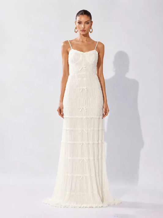 Alaina Ruched Bow-Detail Camisole Maxi Dress