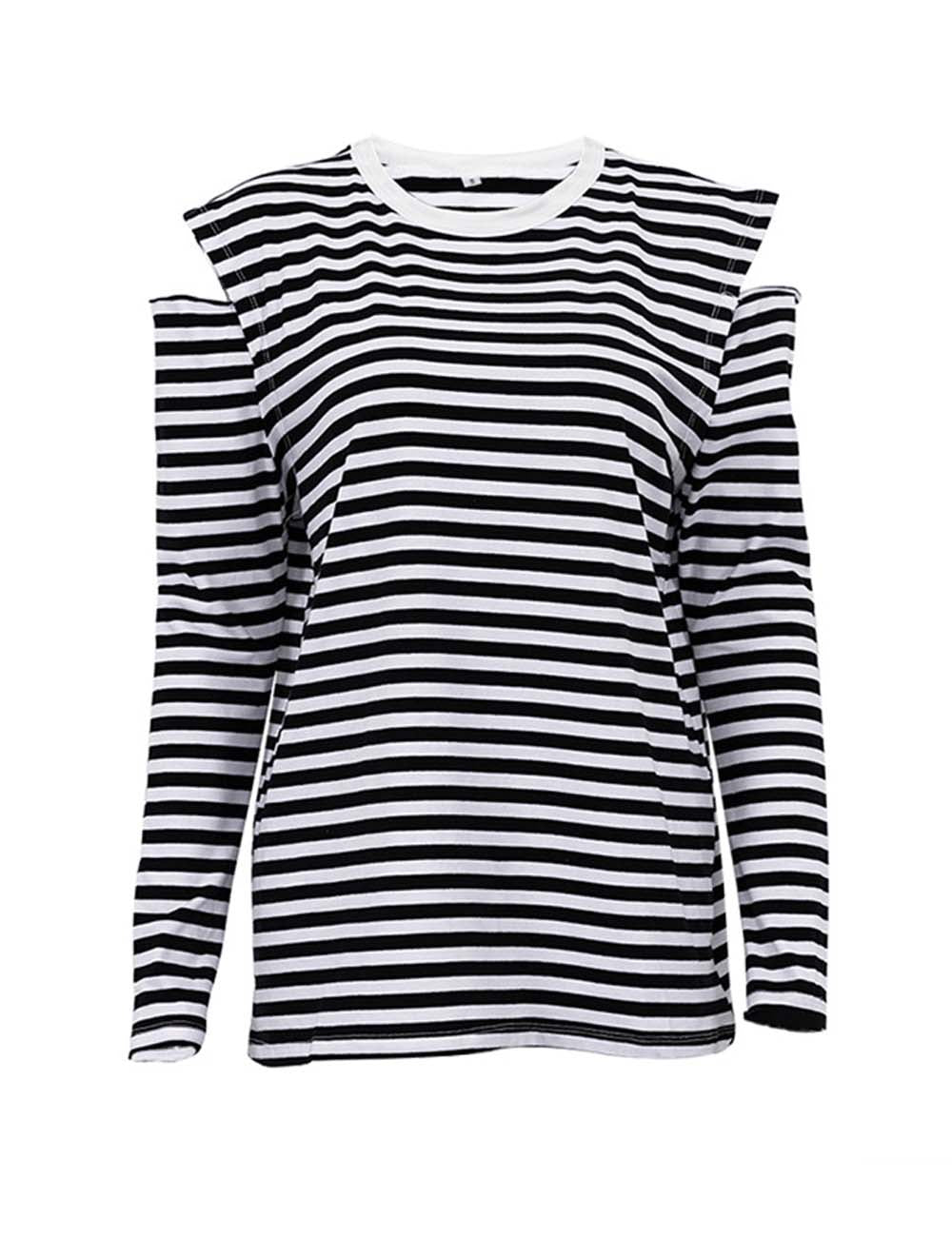Trendy Striped Round Neck Long Sleeve Shirt