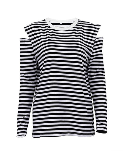 Trendy Striped Round Neck Long Sleeve Shirt
