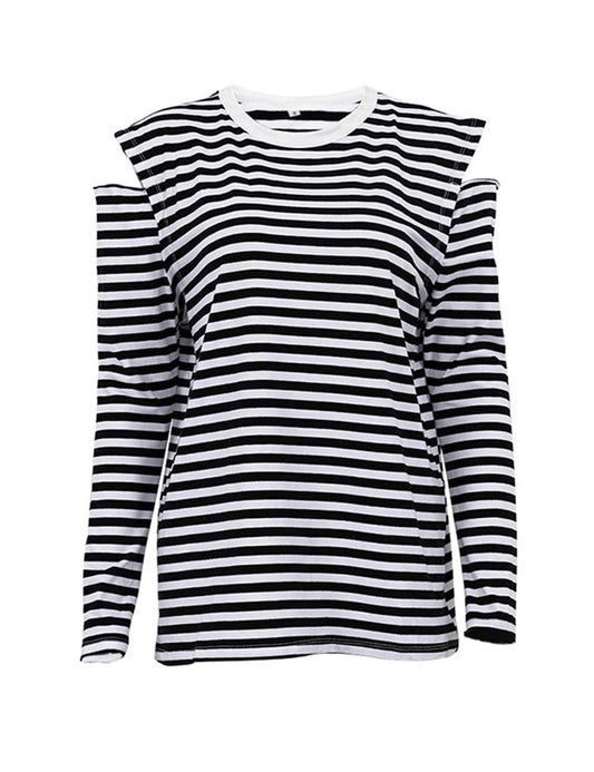 Trendy Striped Round Neck Long Sleeve Shirt