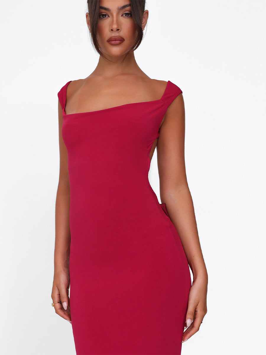 Alma Backless Bow Maxi Dress