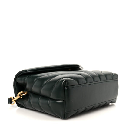 Calfskin Y Quilted Monogram Toy Loulou Crossbody Bag Deep Green