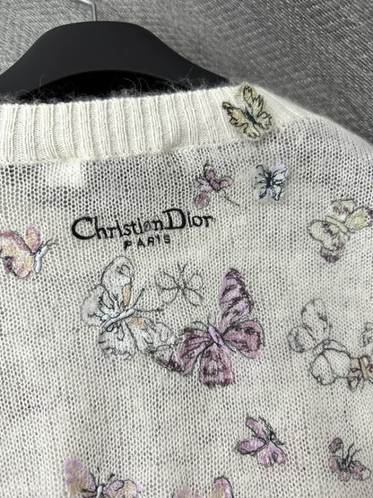 CD Butterfly Embroidered SweaterWhite Alpaca Wool Cashmere 345311