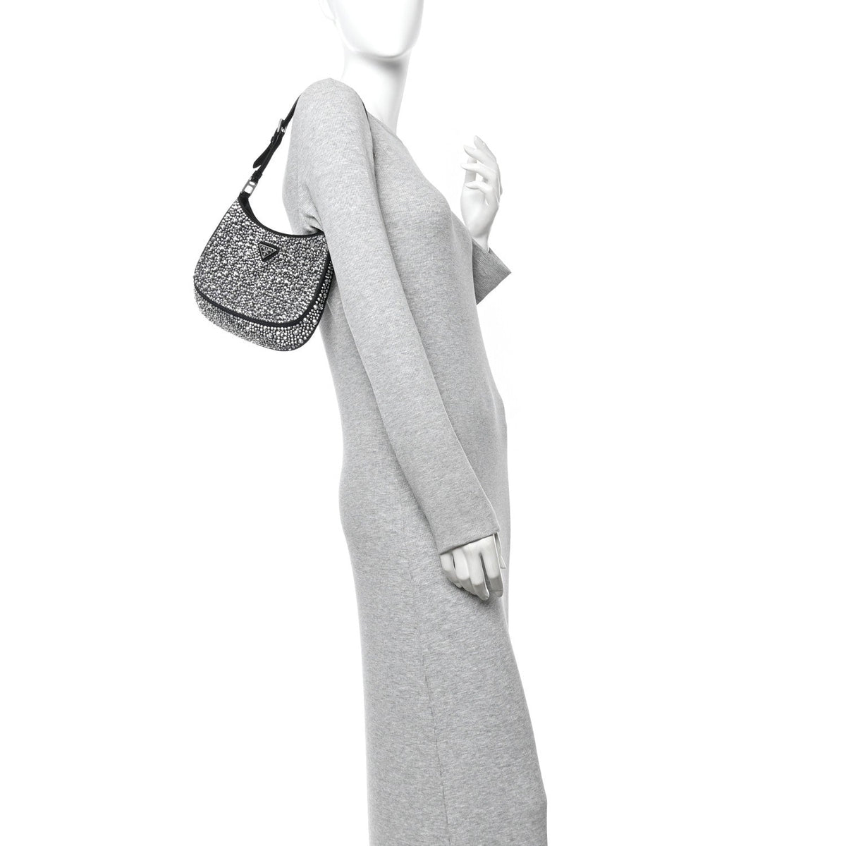 Satin Crystal Cleo Adjustable Strap Shoulder Bag Metal